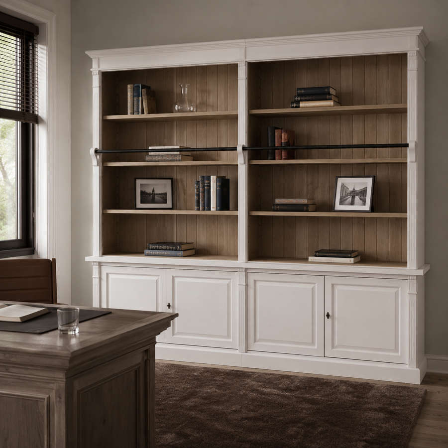 Library bookcase - Chartres - Solid Pine - 290 x 40 x 257 cm - White