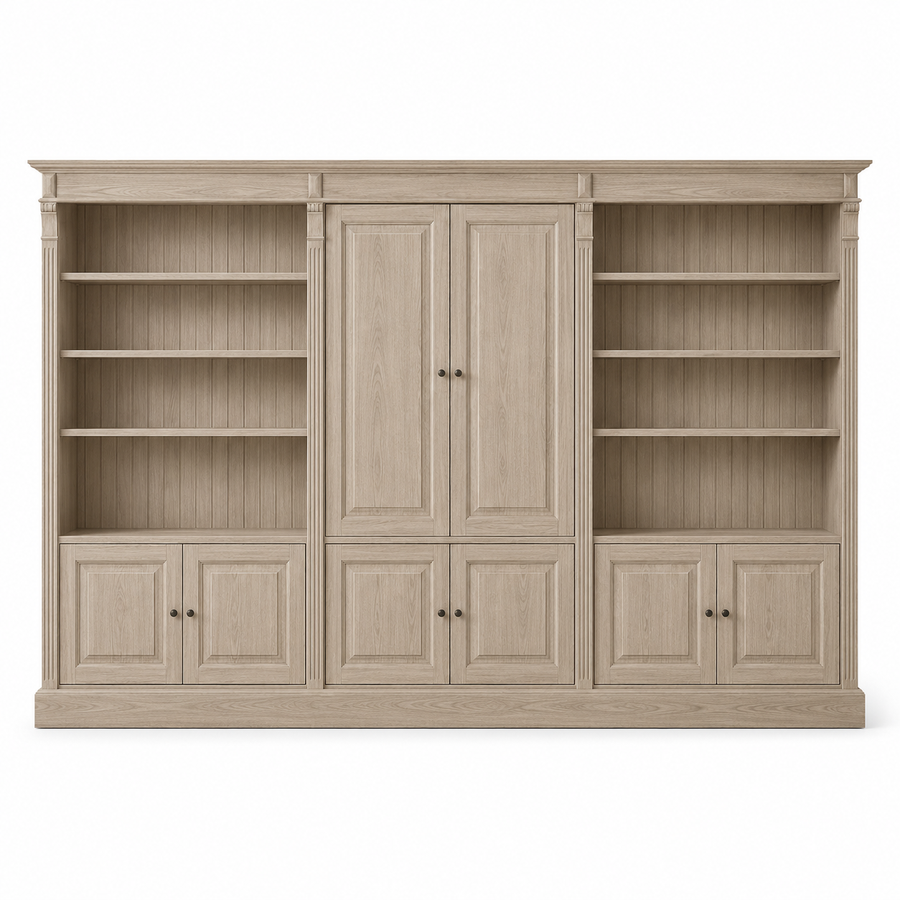 Library Set - Fontenay - Solid Oak - 340 x 39 x 197 cm - Oak