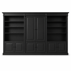 Bibliotheksregal - Fontenay - Massivkiefer - 340 x 39 x 197 cm - Schwarz