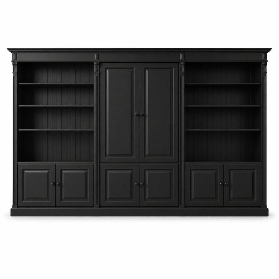 Library Set - Fontenay - Solid Pine - 340 x 39 x 197 cm - Black
