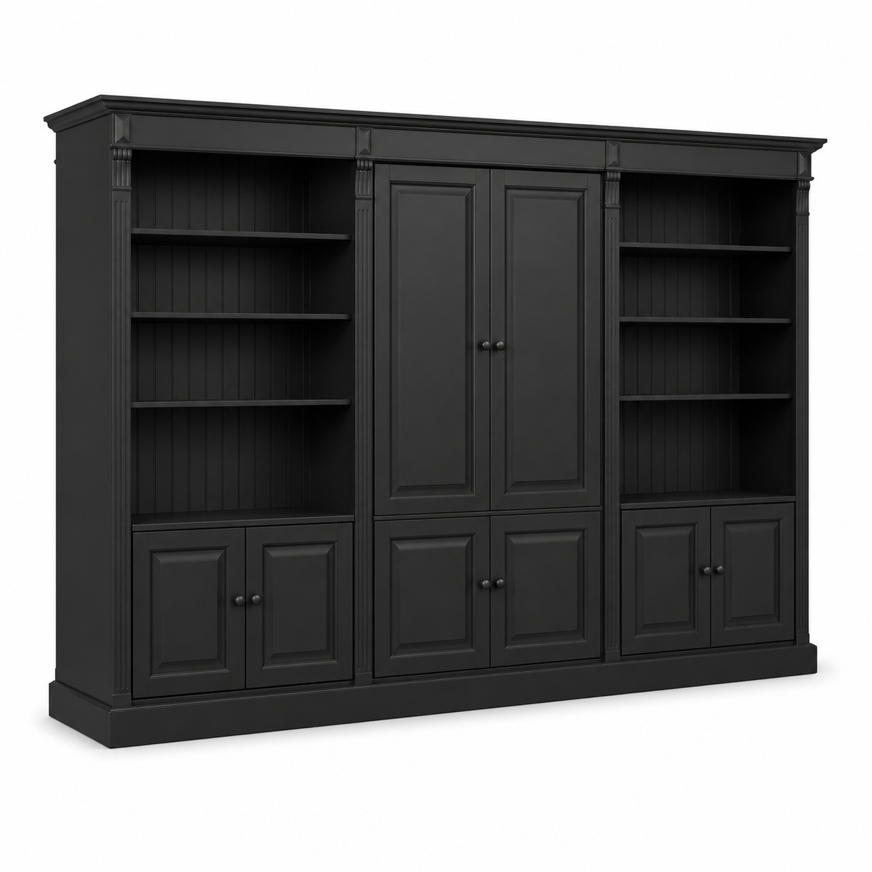 Library Set - Fontenay - Solid Pine - 340 x 39 x 197 cm - Black
