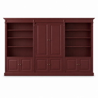 Library Set - Fontenay - Solid Pine - 340 x 39 x 197 cm - Bordeaux