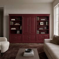 Library Set - Fontenay - Solid Pine - 340 x 39 x 197 cm - Bordeaux