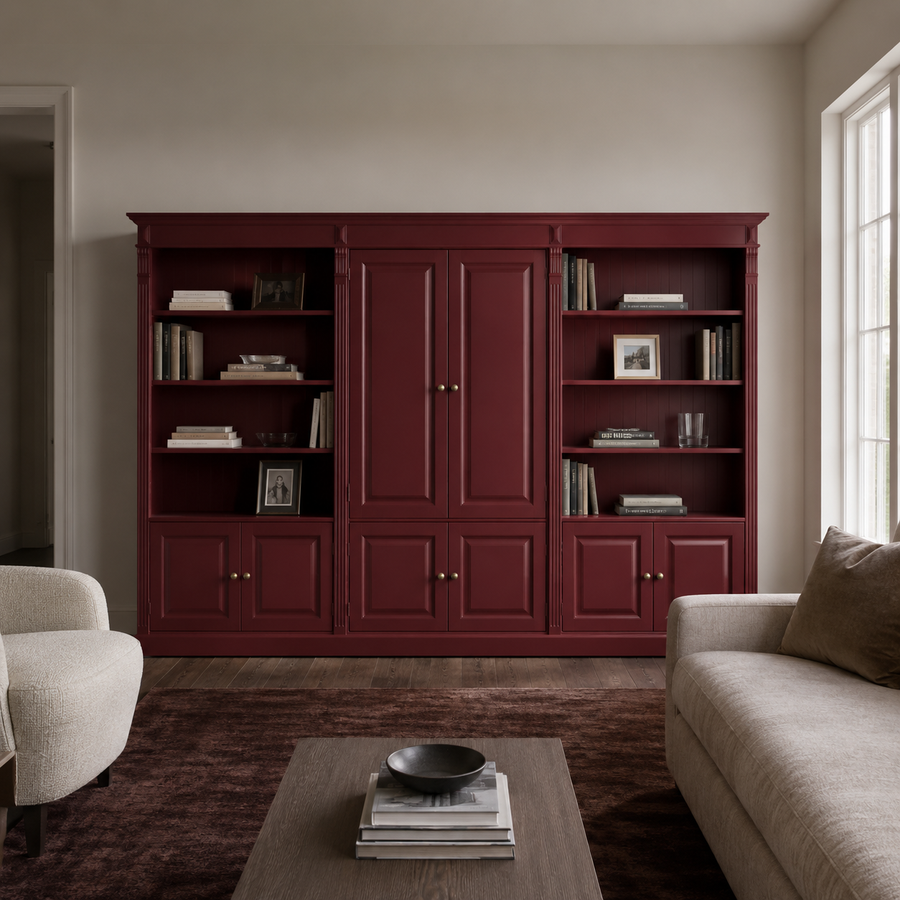 Library Set - Fontenay - Solid Pine - 340 x 39 x 197 cm - Bordeaux