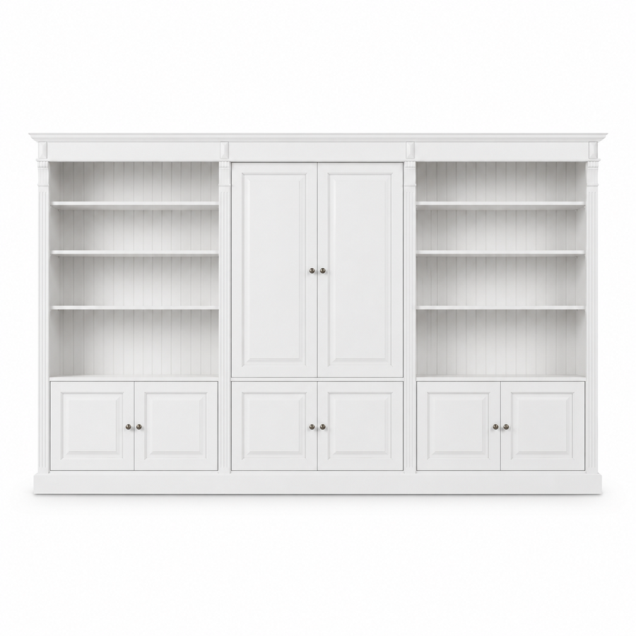 Library Set - Fontenay - Solid Pine - 340 x 39 x 197 cm - White