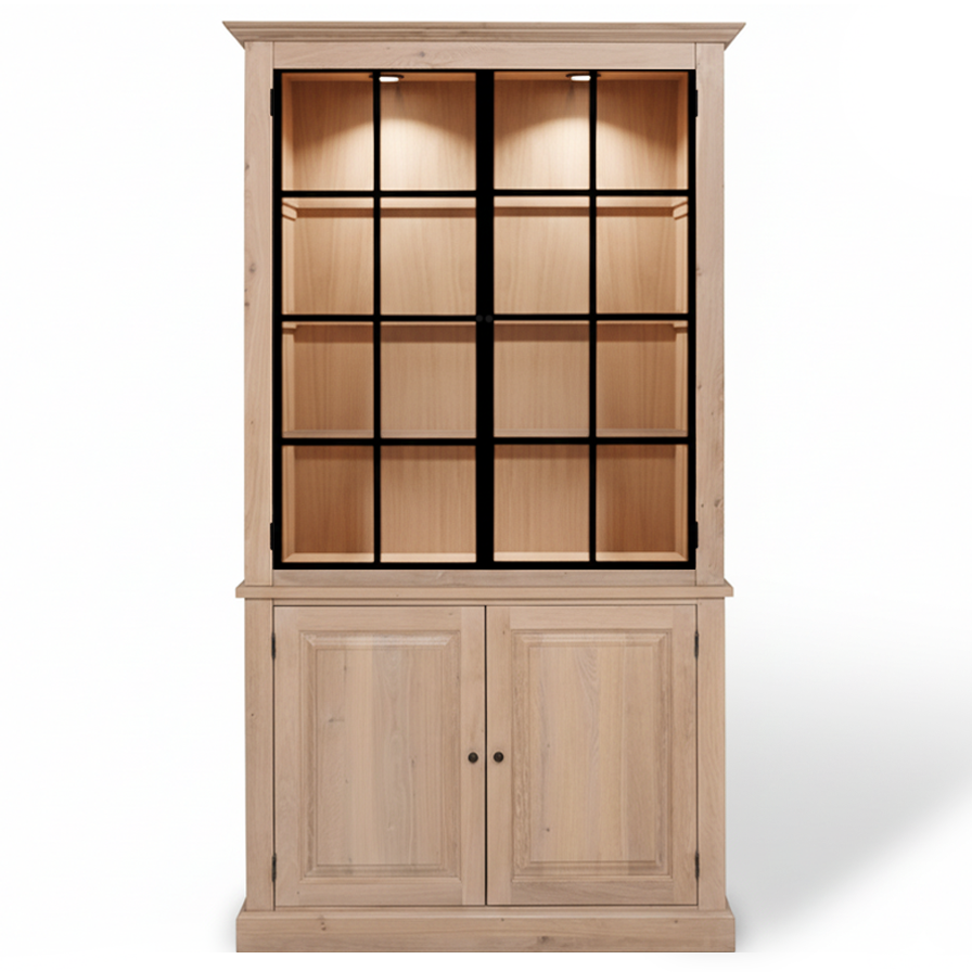 Wexford Display Cabinet - Natural Oak with 2 Glass Panel Doors | Marcottestyle