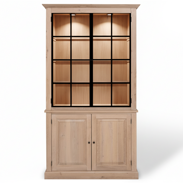 Wexford Display Cabinet - Natural Oak with 2 Glass Panel Doors | Marcottestyle