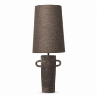 Lampe de table Linnea 2398W in brown fabric shade, front view on white background avec soft studio lighting showcasing the elegant silhouette and detailed textile finish by Marcottestyle