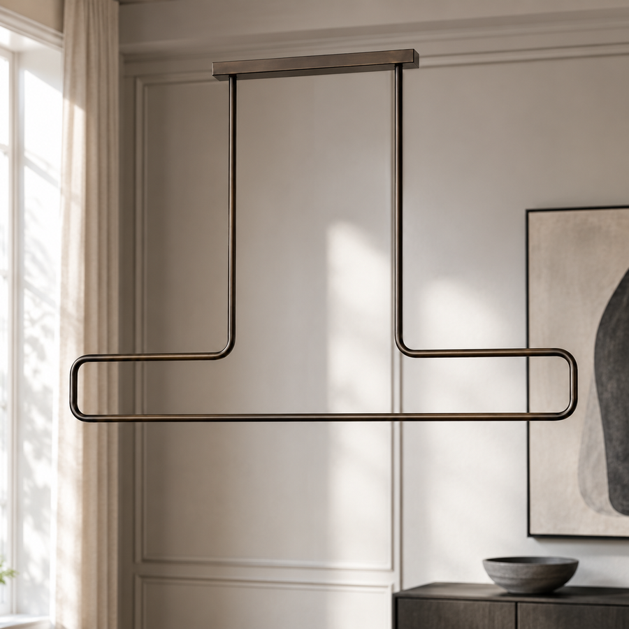 Hängelampe Loki 7968B - Bronze pendant lamp in modern interior room setting