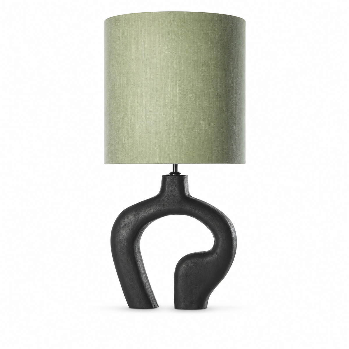 Table Lamp Loki 5831V in black metal finish, front view on white background with soft studio lighting and subtle shadow beneath the base, professional product photography by Marcottestyle