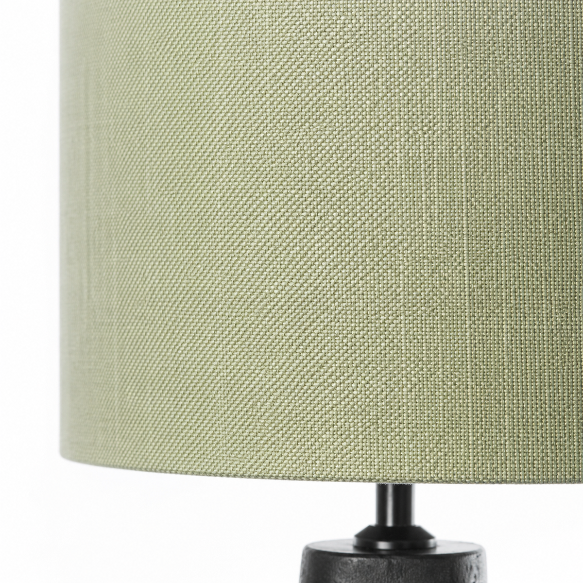 Close-up macro detail shot of the Table Lamp Loki 5831V showing the intricate fabric texture and black metal finish at high resolution by Marcottestyle