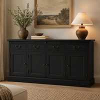 Sideboard - Lorient - Solid Pine - 176 x 50 x 90 cm - Black
