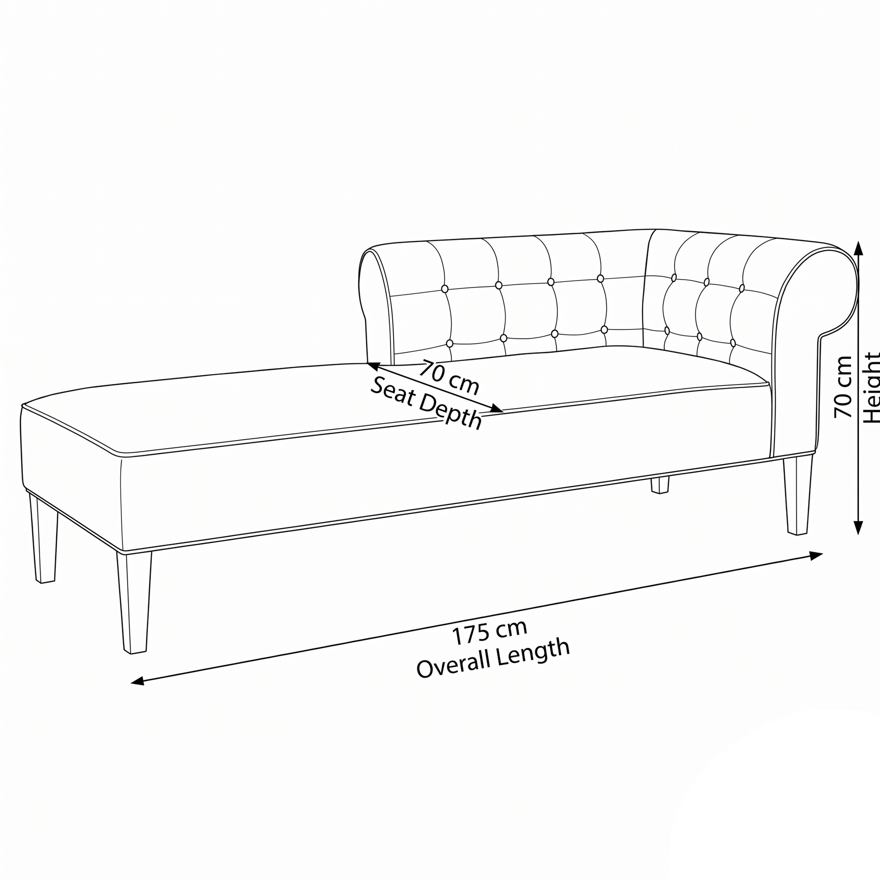 Lounge Cirus with Chesterfield Details - Beige with Brown Piping - 175×70×70cm