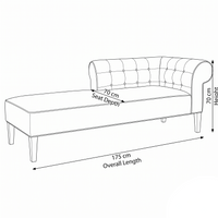 Lounge Cirus with Chesterfield Details - Beige with Brown Piping - 175×70×70cm