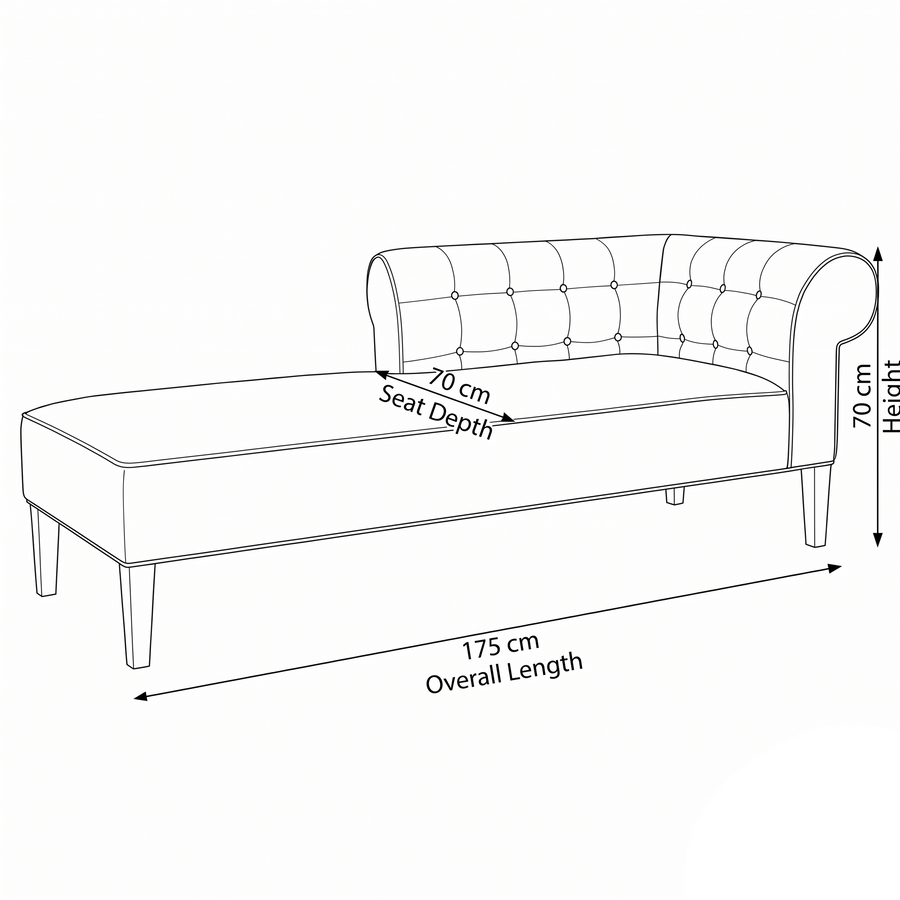 Lounge Cirus with Chesterfield Details - Beige with Brown Piping - 175×70×70cm