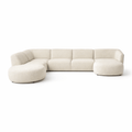 Lunara U-Shape Bouclé Sectional - Creme