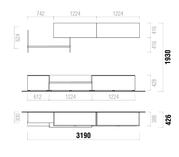Lunaro Grande Designer TV Wall Unit | Modern Italian Floating Entertainment System - Marcottestyle Shop | Marcottestyle