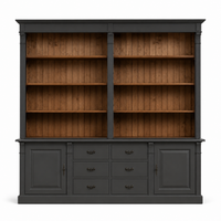TV Wall Unit - Manoir - Solid Wood - 223 x 51 x 228 cm - Black
