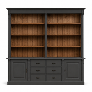 TV-wandmeubel - Manoir - Massief Hout - 223 x 51 x 228 cm - Zwart