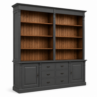 TV Wall Unit - Manoir - Solid Wood - 223 x 51 x 228 cm - Black