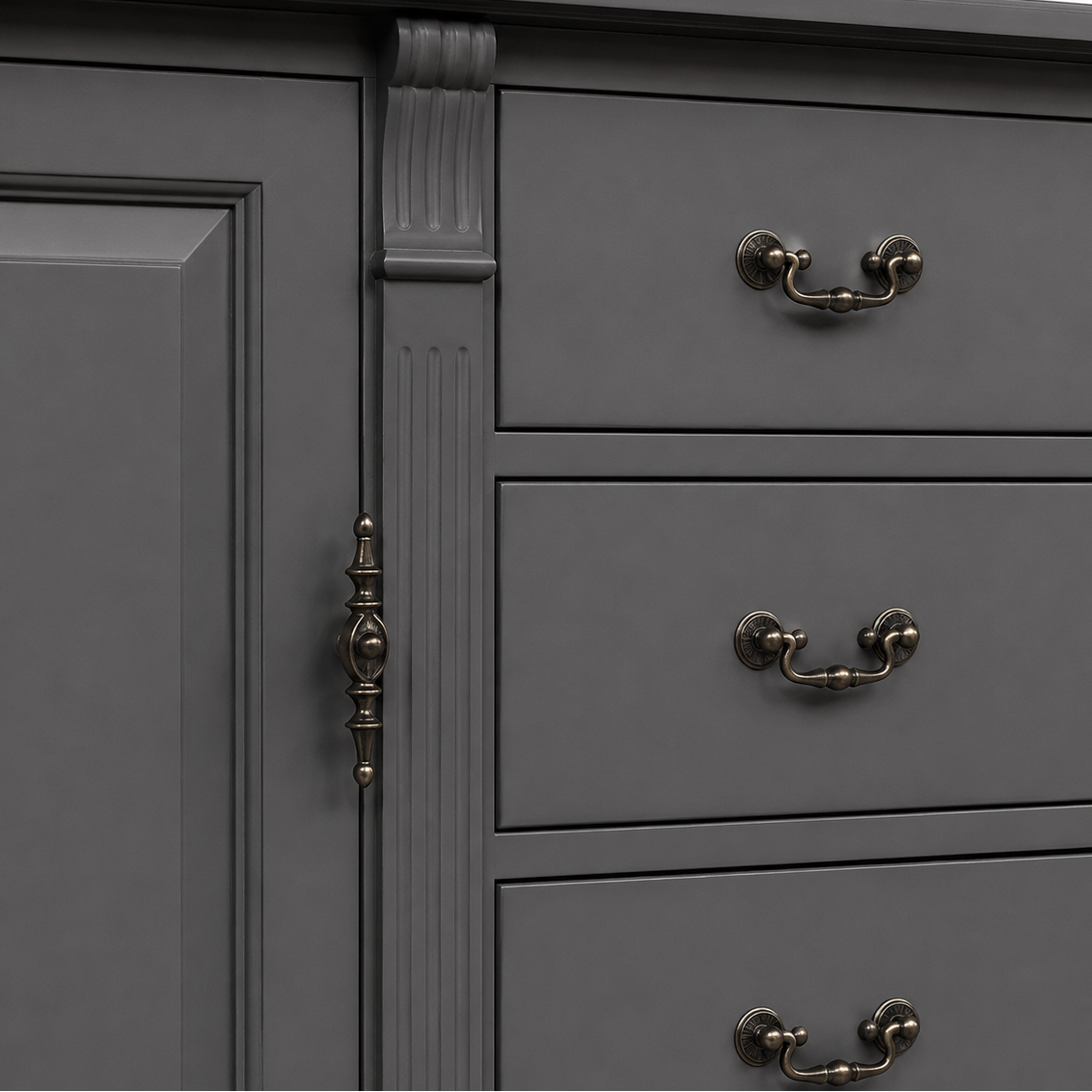 TV Wall Unit - Manoir - Solid Wood - 223 x 51 x 228 cm - Black