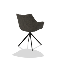 Dining Chair Alfie 6627 in Ascot Mouse fabric (chocolate), black legs, back angled view
