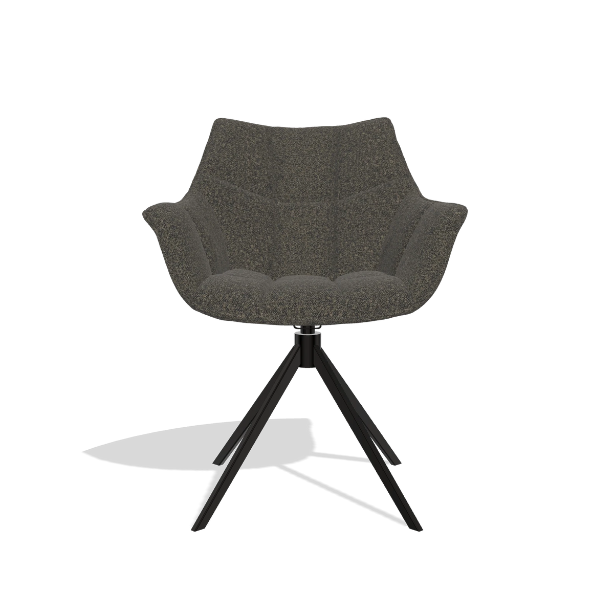 Dining Chair Alfie 6627 in Ascot Mouse fabric (chocolate), black legs, front view