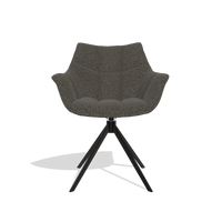 Dining Chair Alfie 6627 in Ascot Mouse fabric (chocolate), black legs, front view
