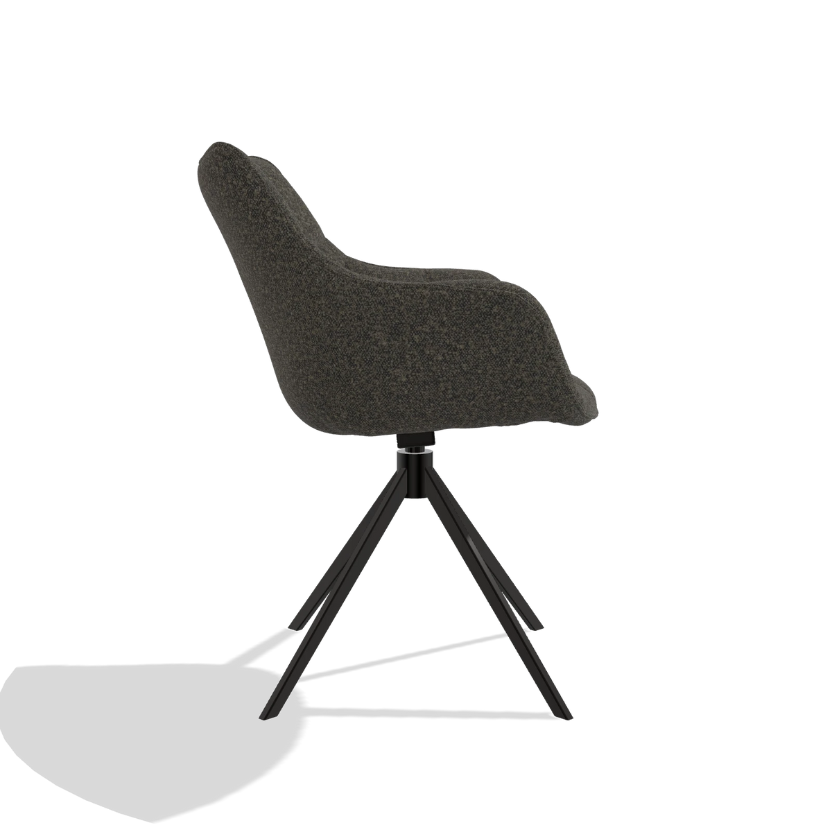 Dining Chair Alfie 6627 in Ascot Mouse fabric (chocolate), black legs, side view