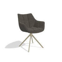 Dining Chair Alfie 6627 in Ascot Mouse fabric (chocolate), champagne legs, angled view