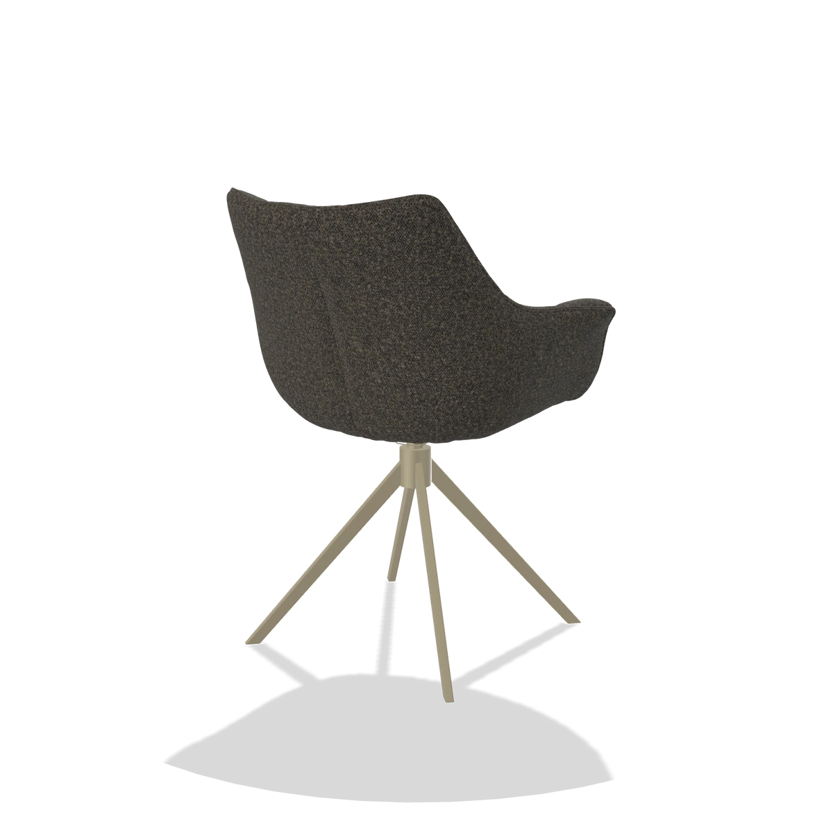 Dining Chair Alfie 6627 in Ascot Mouse fabric (chocolate), champagne legs, back angled view