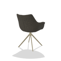 Dining Chair Alfie 6627 in Ascot Mouse fabric (chocolate), champagne legs, back angled view