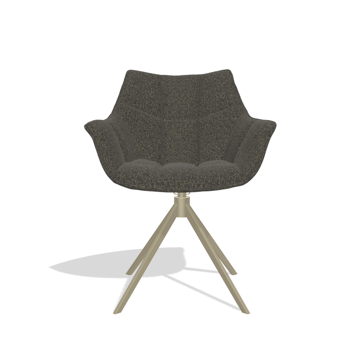 Dining Chair Alfie 6627 in Ascot Mouse fabric (chocolate), champagne legs, front view