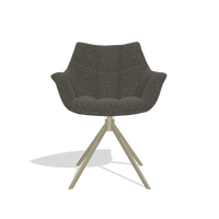 Dining Chair Alfie 6627 in Ascot Mouse fabric (chocolate), champagne legs, front view