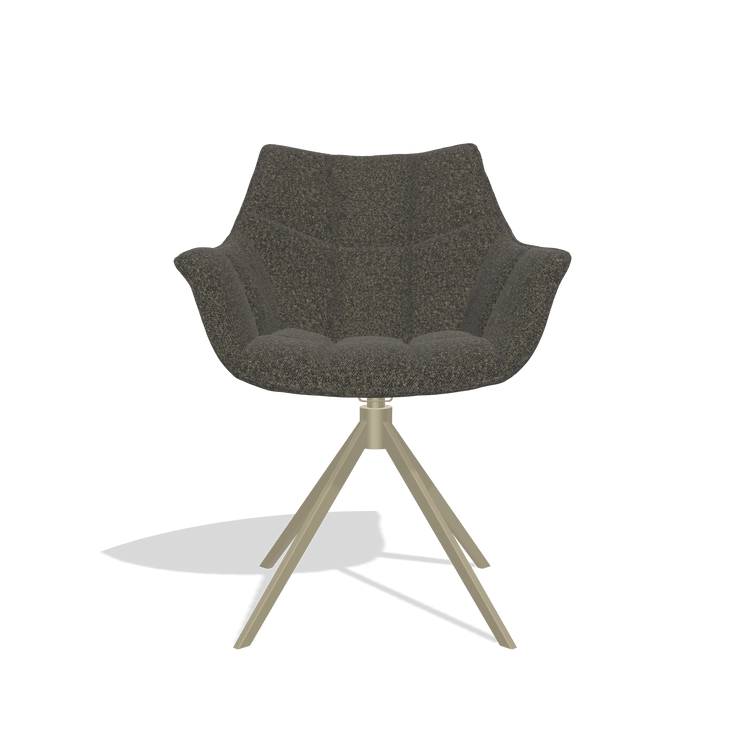 Dining Chair Alfie 6627 in Ascot Mouse fabric (chocolate), champagne legs, front view