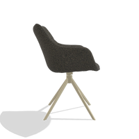 Dining Chair Alfie 6627 in Ascot Mouse fabric (chocolate), champagne legs, side view