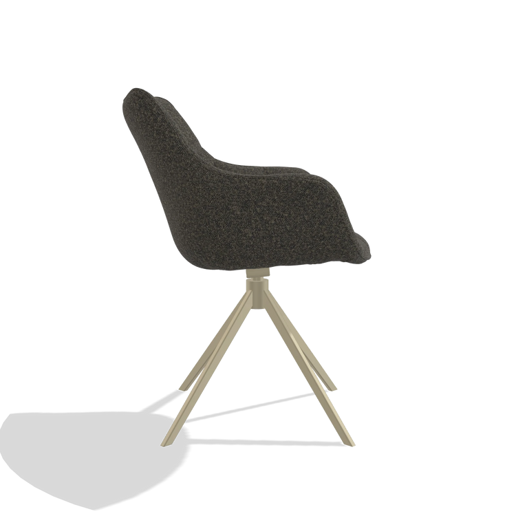 Dining Chair Alfie 6627 in Ascot Mouse fabric (chocolate), champagne legs, side view