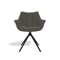 Dining Chair Alfie 6627 in Ascot Mouse fabric (chocolate), espresso legs, front view