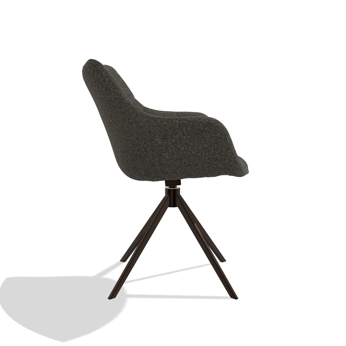 Dining Chair Alfie 6627 in Ascot Mouse fabric (chocolate), espresso legs, side view