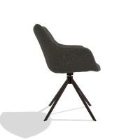Dining Chair Alfie 6627 in Ascot Mouse fabric (chocolate), espresso legs, side view