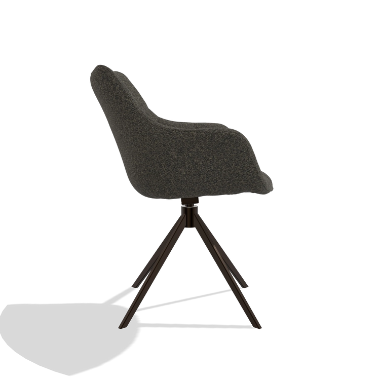 Dining Chair Alfie 6627 in Ascot Mouse fabric (chocolate), espresso legs, side view