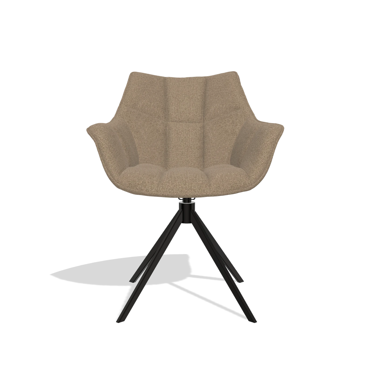 Dining Chair Alfie 6627 in Glory 13 fabric (taupe), black legs, front view