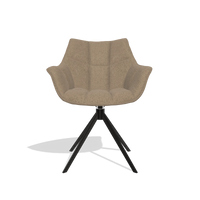 Dining Chair Alfie 6627 in Glory 13 fabric (taupe), black legs, front view