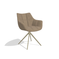 Dining Chair Alfie 6627 in Glory 13 fabric (taupe), champagne legs, angled view