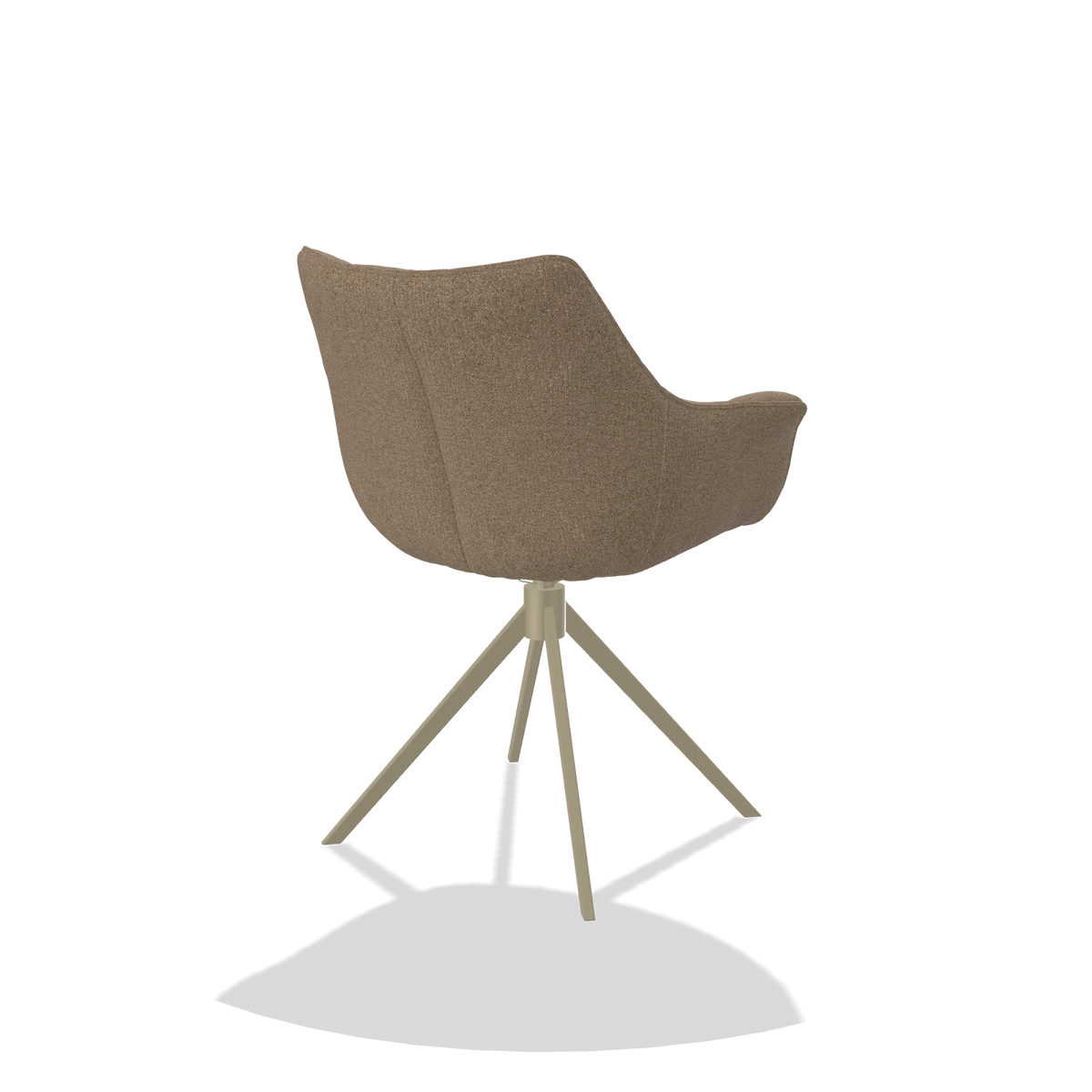 Dining Chair Alfie 6627 in Glory 13 fabric (taupe), champagne legs, back angled view