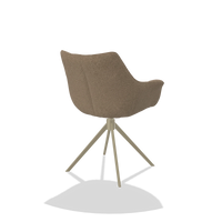 Dining Chair Alfie 6627 in Glory 13 fabric (taupe), champagne legs, back angled view