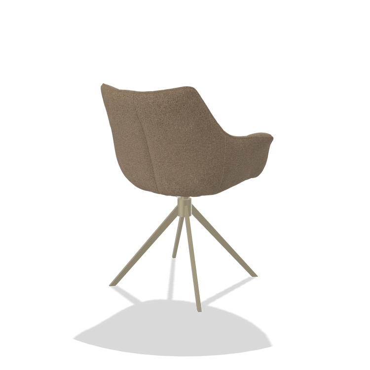 Dining Chair Alfie 6627 in Glory 13 fabric (taupe), champagne legs, back angled view