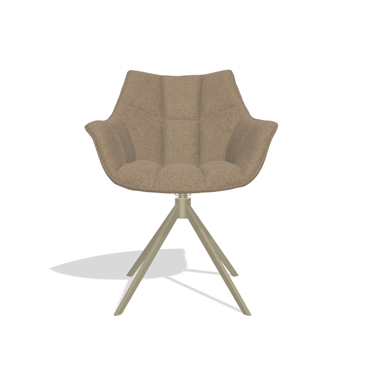 Dining Chair Alfie 6627 in Glory 13 fabric (taupe), champagne legs, front view