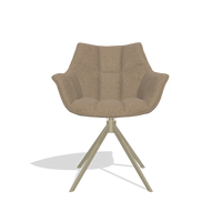 Dining Chair Alfie 6627 in Glory 13 fabric (taupe), champagne legs, front view