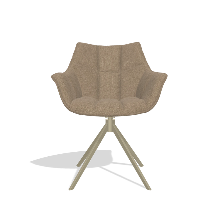 Dining Chair Alfie 6627 in Glory 13 fabric (taupe), champagne legs, front view